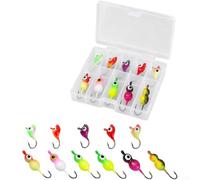 Allthingstore Ice Fishing Jig Hooks with 3D Eyes and Reflective Coating | Vivid 3D Eyes For Low Light, Compact Pocket Box, Multi-size Hooks, Sturdy Barbs For Lakes And Rivers