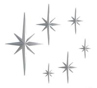 Allthingstore Modern Retro 3D Star Wall Sculpture Set, 6-Piece Dust-Resistant Plastic Stars in Silver, Black and Gold with Mounting for Home Decor(Silver)