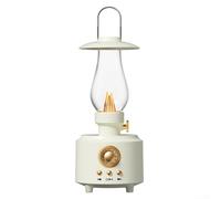 Allthingstore Retro kerosene lamp style BT speaker with wireless connection, portable size, and atmospheric light for outdoor and indoor enjoyment (white)