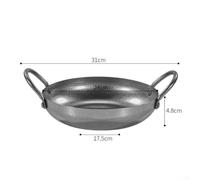 Allthingstore Retro Stainless Steel Hot Pot Pan, Double-Ear Design for Seafood, Lobster, Dishwasher-Safe, Easy-Clean Construction(24cm)