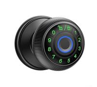 Allthingstore Smart Fingerprint Ball Door Lock with Password and Anti-Peep Code, Metal Construction, App Control, Battery Powered, Black(Black)
