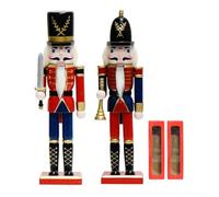 Allthingstore Wooden Christmas Nutcracker King Ornament Set For Festive Decoration, Featuring Hand Painted Details And Classic Seasonal Design Elements(C+D)