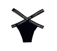AllTiger Women's Cotton Low Rise Panties, Cross Waist Briefs, Stretch Underwear with Logo Band, Back(double Waistband), One size