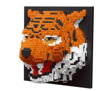 alltogetho 3D Tiger Building Blocks Mosaic - 2100Pcs Micro Toy Roaring Tiger Sculpture Wall Hanging Art, Mechanical Wild Animal Model Kit, Unique Desk Setup Room Decor Gift for Adults