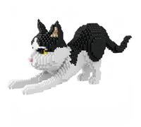 alltogetho Cow Cat Model Micro Mini Building Block Toys Sets: Enjoy Layered Black-and-White Patterns with The Dynamic Running Pose