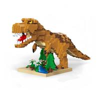 alltogetho Jurassic Yellow T-Rex Micro Mini Building Blocks Set - 2500PCS, 14-Inch Jungle-Themed Dino Model, Stress Relief Toy for Adults, Home Decor Accent & Unique Enthusiast Gift