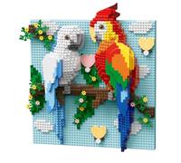 alltogetho Parrot Couple 3D Wall Art Building Kit - 1600+ Pcs Micro Mini Blocks Lovebirds Mosaic Painting, Unique Wedding, Romantic Home Room Desk Decor for Adults