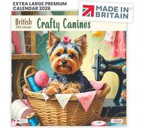 ALLTRADE Calendar 2026 Fun Dogs Gift Cute Crafty Canines Month to view Large Wall 2026 Calendar UK Holidays MADE IN BRITAIN® on FSC® stock great Gift for Mom Dad colleague friends & family