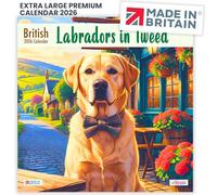 ALLTRADE Calendar 2026 Labradors In Tweed month to view Large Wall 2026 Calendar UK Holidays MADE IN BRITAIN® on FSC® stock great Gift for Mom Dad colleague friends & family