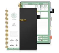 ALLTREE Recipe Book Holders to Write in Your Own Recipes, Sprial Blank Recipe Book, Blank Recipe Cookbook with 15 Tabs for Family Cooking Lover, 120 Pages Recipe Cookbook, Black(7"x10")