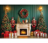 Alltten 10x8ft Christmas Backdrop Christmas Backdrops for Wall Fireplace Backdrop Fondo de Navidad para fotografía F364