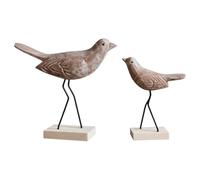 AlluraPet 2x Wooden Bird Figurines European Modern Home Decoration Sculpture for Car Home Kitchen Shelves (9.65inch & 4.92inch)