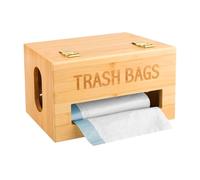 AlluraPet Bamboo Garbage Bag Organizer Wall Mount for Kitchen Cabinet Extra Large Hanging Trash Bag Roll Storage Container