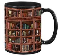 AlluraPet Bookshelf Mug Library Lover Mug Reading Cup 301-400ml Librarian Book Lover Ceramic Coffee Tea Cup