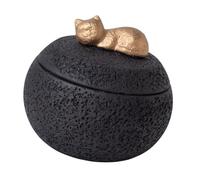AlluraPet Compact Pet Memorial Jar with Lid 350ml Cement Base - Small Pet Urn for Ashes Keepsake Container- Black