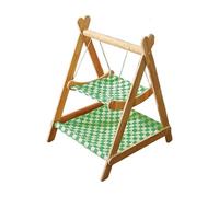 AlluraPet Double-Layer Wooden Cat Hammock with Raised Shelves, 2-Tier Elevated Bed for Indoor And Outdoor Use, Lawn And Patios- Green