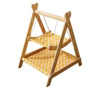 AlluraPet Double-Layer Wooden Cat Hammock with Raised Shelves, 2-Tier Elevated Bed for Indoor And Outdoor Use, Lawn And Patios- Yellow