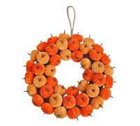 AlluraPet Fall Harvest Wreath for Front Door Autumn Decoration Halloween Window 16x16 Inch Orange Yellow Pumpkin Seasonal Decor