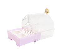 AlluraPet Hanging Bird Bath with Feeder for Cage - 3-in-1 Bird Bathtub House for Canaries Finches Cockatiels Parakeets - 5.98x6.14x7.09 inch- Light Purple