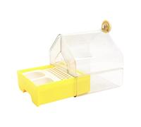AlluraPet Hanging Bird Bath with Feeder for Cage - 3-in-1 Bird Bathtub House for Canaries Finches Cockatiels Parakeets - 5.98x6.14x7.09 inch- Yellow