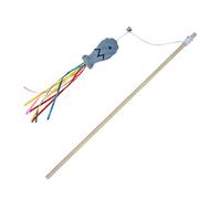AlluraPet Interactive Cat Toy with Ribbon Teaser and Bell, Wooden Wand Toy for Indoor Cats and Kittens, 15.75 Inch Catnip Toy- Gray
