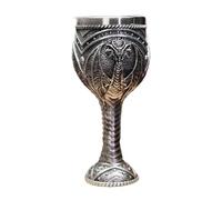 AlluraPet Vintage Medieval Goblet Dragon Pattern Drinking Glass Multipurpose Anniversary Decoration Stainless Steel 2.95x7.01 Inch- Silver
