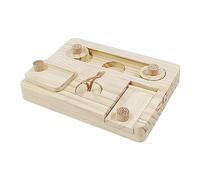 AlluraPet Wooden Foraging Toy for Small Animals, Interactive Hide Treats Puzzle Enrichment Toy for Guinea Pigs, Hamsters, Rabbits, Chinchilla Style E (7.09x5.12x0.91inch)- style E