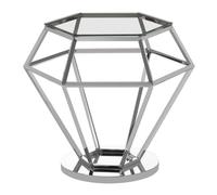 alluras clear glass end table with diamond silver metal frame
