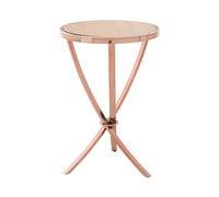 alluras round glass side table in rose gold
