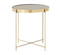 alluras round small black glass dining table in bronze frame
