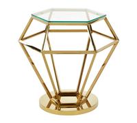 alluras small clear glass end table with diamond gold frame