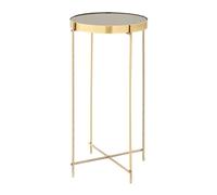 alluras tall black glass side table with bronze frame