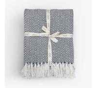 Allure Audley Cotton Herringbone Throw Blanket - Eco Friendly, 100% Recycled Cotton Chevron Throw, Soft & Breathable, Perfect for Armchair, Couch, Bed & Snuggling (Charcoal, 125 x 150cm)