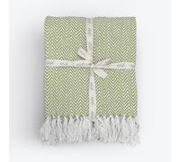 Allure Audley Cotton Herringbone Throw Blanket - Eco Friendly, 100% Recycled Cotton Chevron Throw, Soft & Breathable, Perfect for Armchair, Couch, Bed & Snuggling (Green, 150 x 200cm)