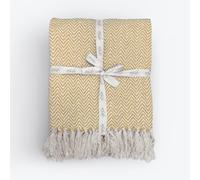 Allure Audley Cotton Herringbone Throw Blanket - Eco Friendly, 100% Recycled Cotton Chevron Throw, Soft & Breathable, Perfect for Armchair, Couch, Bed & Snuggling (Mustard, 125 x 150cm)
