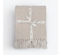 Allure Audley Cotton Herringbone Throw Blanket - Eco Friendly, 100% Recycled Cotton Chevron Throw, Soft & Breathable, Perfect for Armchair, Couch, Bed & Snuggling (Beige, 150 x 200cm)