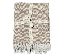 Allure Audley Herringbone Sofa Throw 100% Cotton - Ribbon Tied Breathable Chevron Throw Blanket for Couch, Bed, Travel, Gifting (Chocolate, 125 x 150cm)