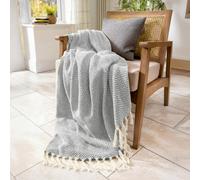 Allure Bath Fashions Audley Chevron Herringbone Throw Blanket - Light Grey, 125 X 150Cm