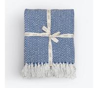 Allure Bath Fashions Audley Cotton Herringbone Sofa Throw Blanket (Blue, 150 X 200Cm)