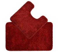 Allure Bath Fashions Deep Pile Microfibre Non Slip Bath Mat Set - Burgundy