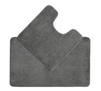 Allure Bath Fashions Deep Pile Microfibre Non Slip Bath Mat Set - Charcoal Grey