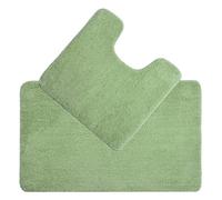 Allure Bath Fashions Deep Pile Microfibre Non Slip Bath Mat Set - Fern Green