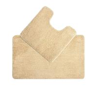 Deep Pile Microfibre Non Slip Bath Mat Set Allure Bath Fashions Beige One Size