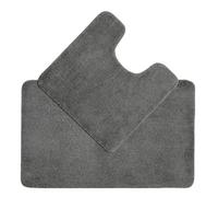 Allure Luxury Two Piece Bath & Toilet Mat Set, Non-Slip, Deep Pile Soft & Absorbent Microfibre, Quick Dry, Easy Care (Charcoal Grey)