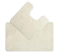 Allure Bath Fashions Deep Pile Microfibre Non Slip Bath Mat Set in Cream Allure Bath Fashions Cream