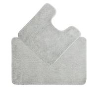 Allure Bath Fashions Deep Pile Microfibre Non Slip Bath Mat Set in Light Grey Allure Bath Fashions Light Grey