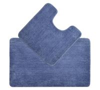 Deep Pile Microfibre Non Slip Bath Mat Set Allure Bath Fashions Mid Blue One Size
