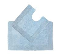 Allure Bath Fashions Extra Thick Quick Dry 2 Piece Bath and Pedestal Mat Set 2200gsm Heavy Supreme Supersoft Reversible Bath Mats Large Size in Baby Blue (2 Piece Bath Set)
