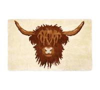 Allure Bath Fashions Highland Cow Bath Mat Non Slip 50 x 80cm - Super Soft, Absorbent & Quick Dry Luxury Microfibre Neutral Farmhouse Rustic Bathroom Rug