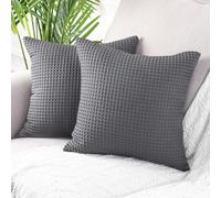 Allure Bath Fashions Hotel Waffle Cushion Covers Two Pack in Dark Grey | Size: 65 cm x 65 cm Allure Bath Fashions Dark Grey 65 cm x 65 cm